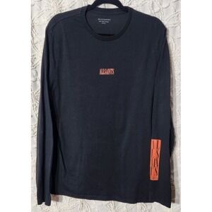 Allsaints Shirts Mens S Black Vertice Long Sleeve Crew Grunge Designer‎ Relaxed